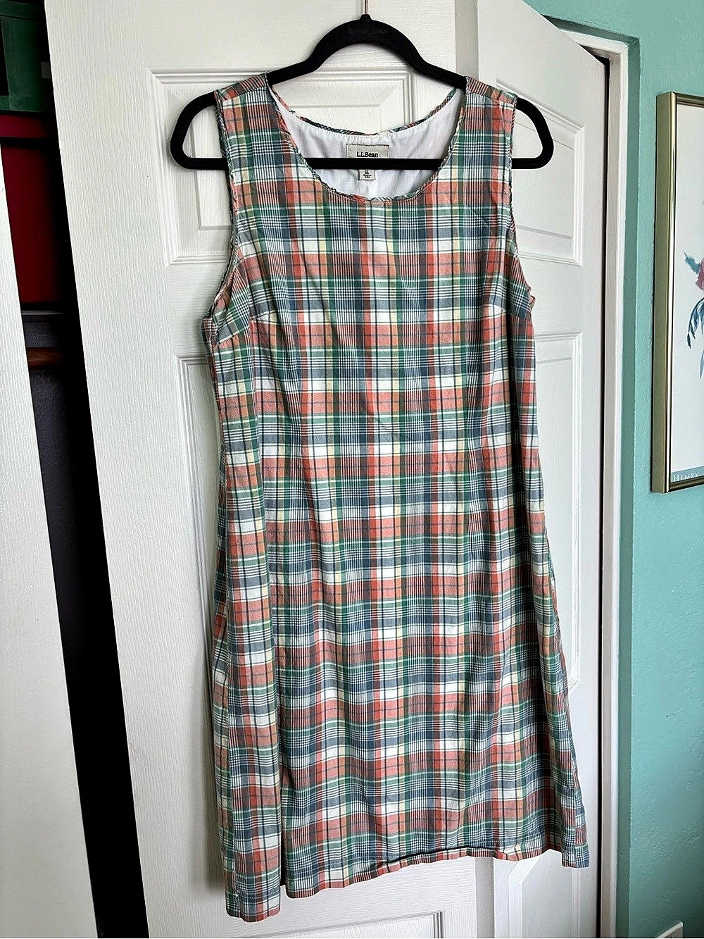 L.L.Bean Plaid Mini Dress Green & Pink Vintage
